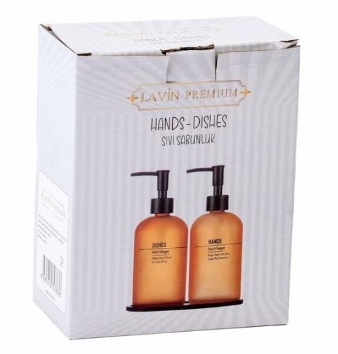 LAVİN BAMBU SIVI SABUNLUK SETİ CAM 2'Lİ 7883. ürün görseli